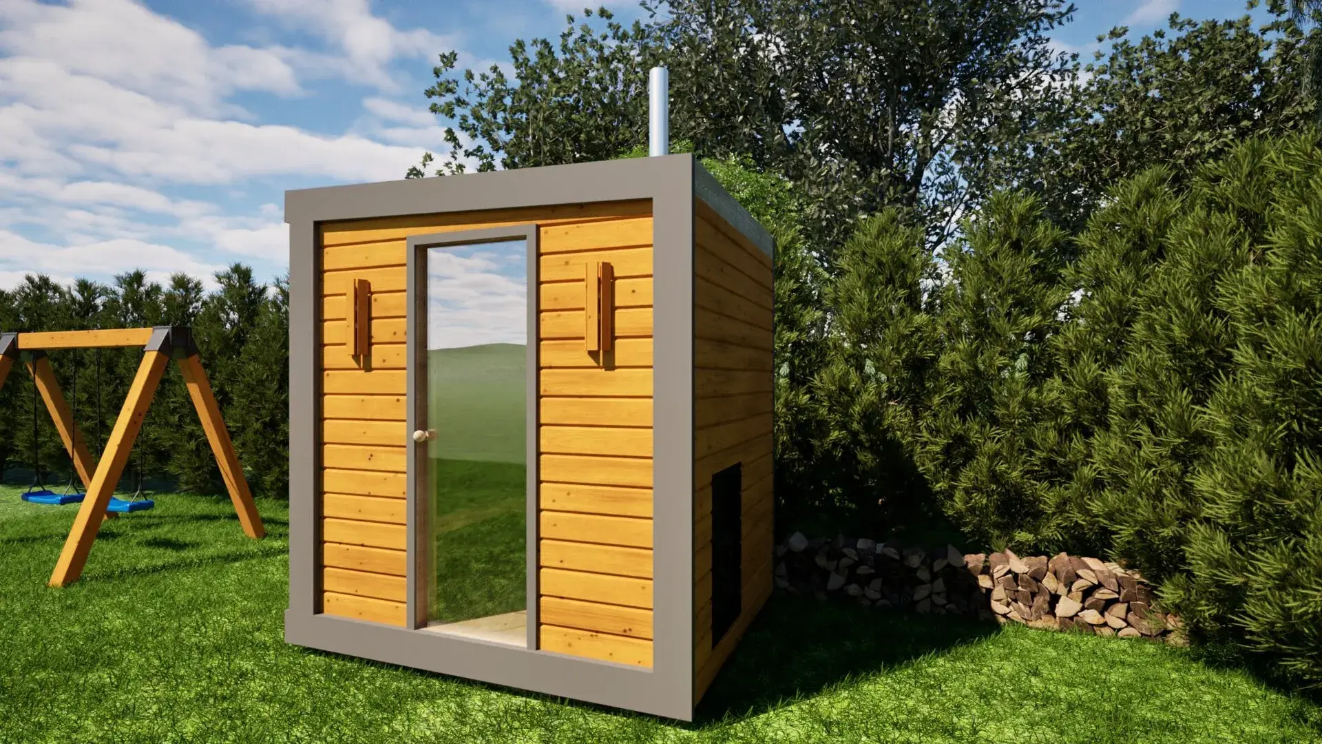 Hazel Outdoor Sauna – Ribbed Technology